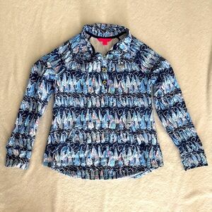 Lilly Pulitzer Sailboat Print Button Down Popover S Golf